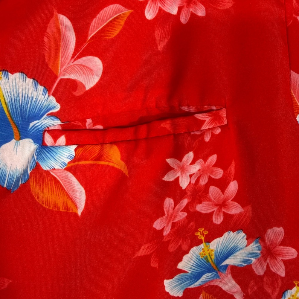 Vtg 70s Hawaiian Button Up Shirt XL/XXL Red Rainbow Hibiscus Aloha Made‎ Hawaii - Picture 6 of 8